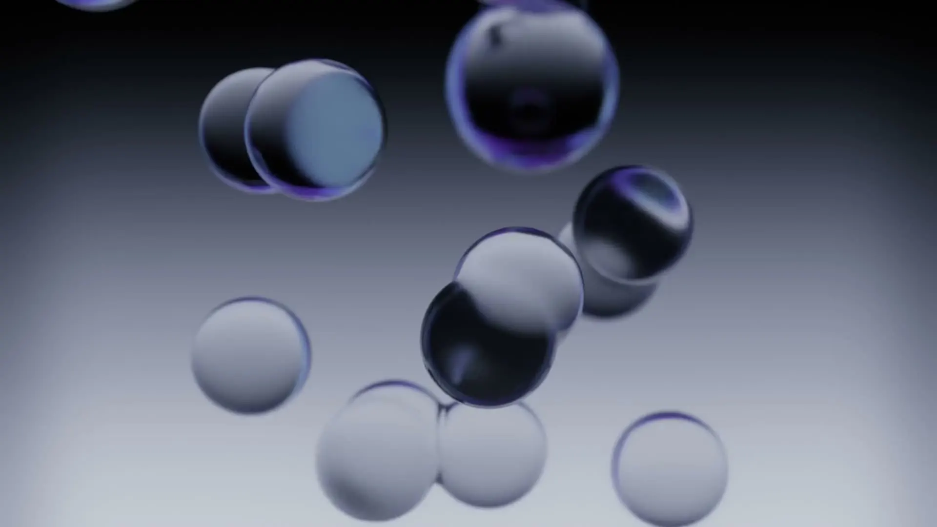 Abstract rendering of floating spherical bubbles